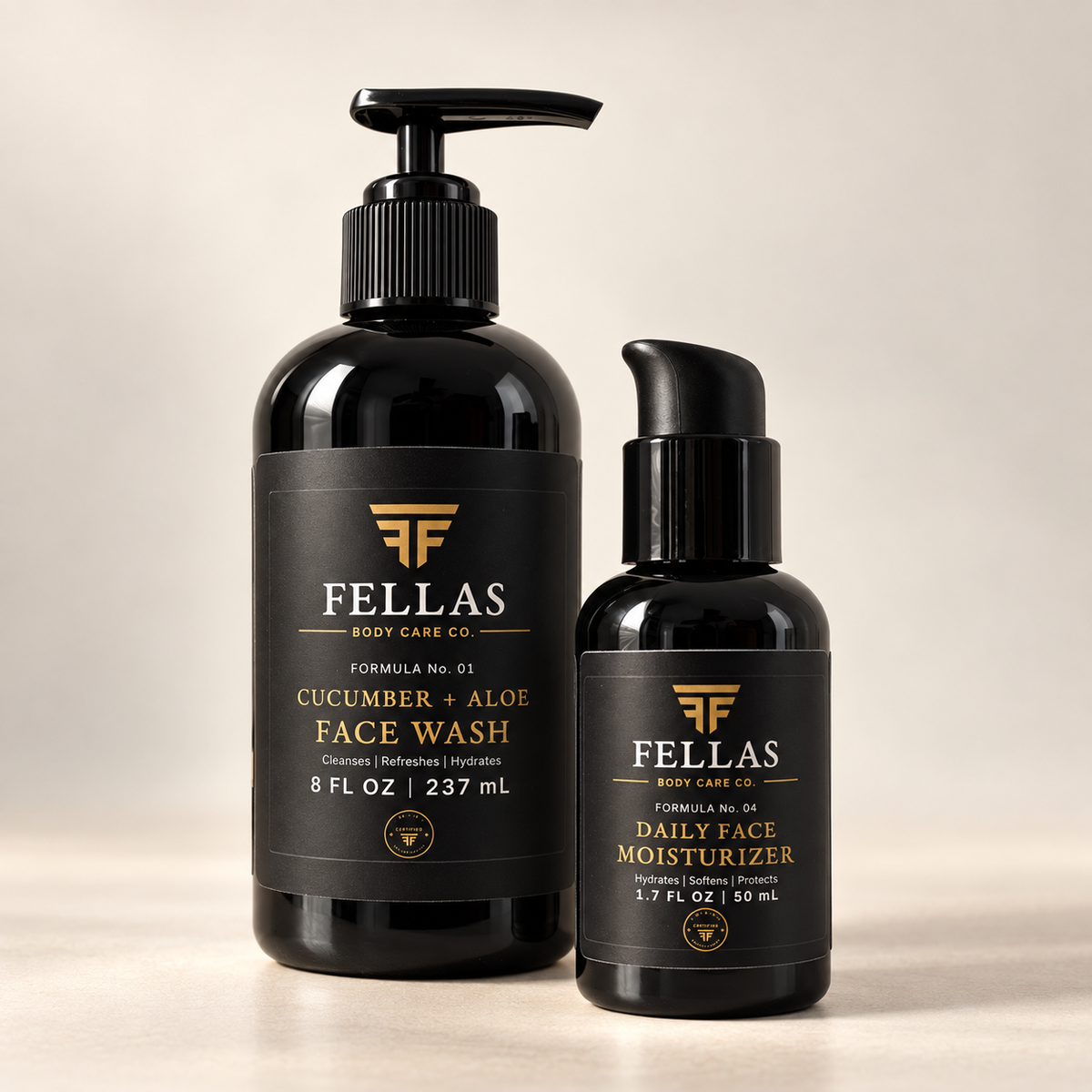 FELLAS Daily Duo with Cucumber and Aloe Face Wash and Daily Face Moisturizer